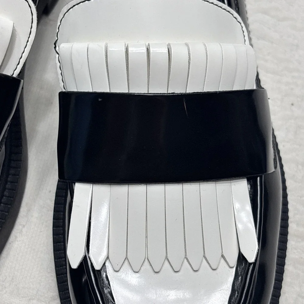 Marc Fisher Calixy Slip On Loafers Black White Women's Size 6.5 New Without Box